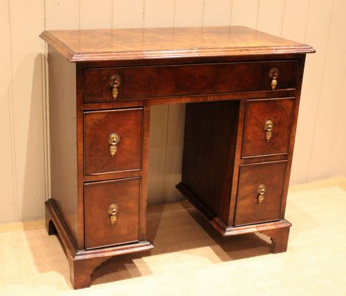 SMALL PROPORTIONED BURR WALNUT PEDESTAL DESK - ADDITIONAL PHOTO 8