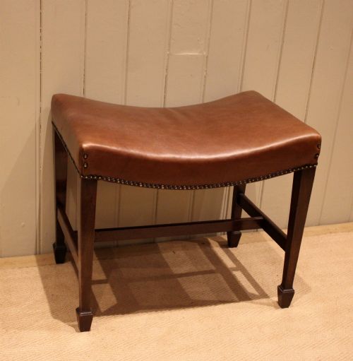 Edwardian Mahogany Leather Top Stool