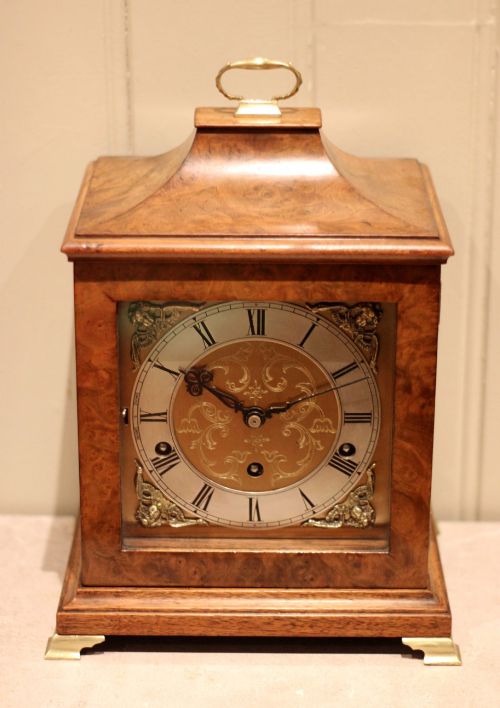 Late 17th Century Style Burr Walnut Mappin & Webb Bracket Clock