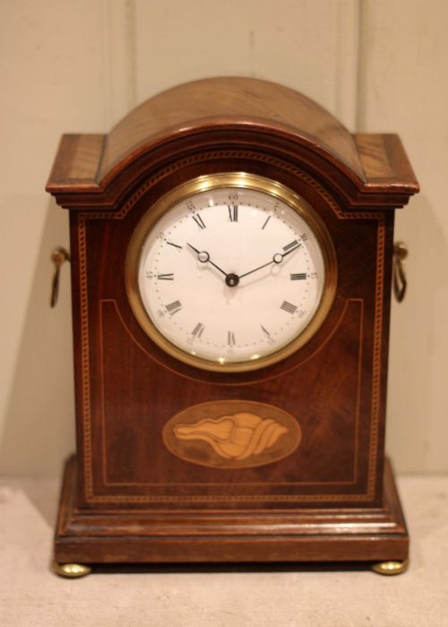 Edwardian Inlaid Mahogany Timepiece Mantel Clock