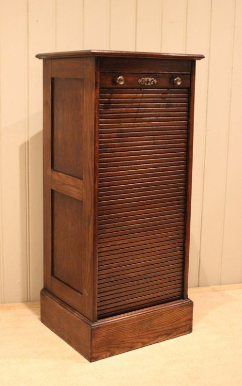 Dark Oak Single Tambour Front Filing Cabinet