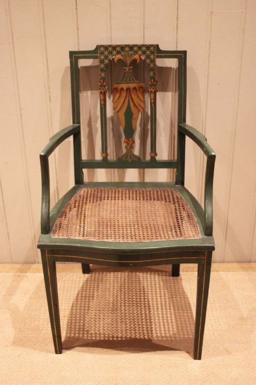 Painted Hepplewhite Style Cane Seated Chair