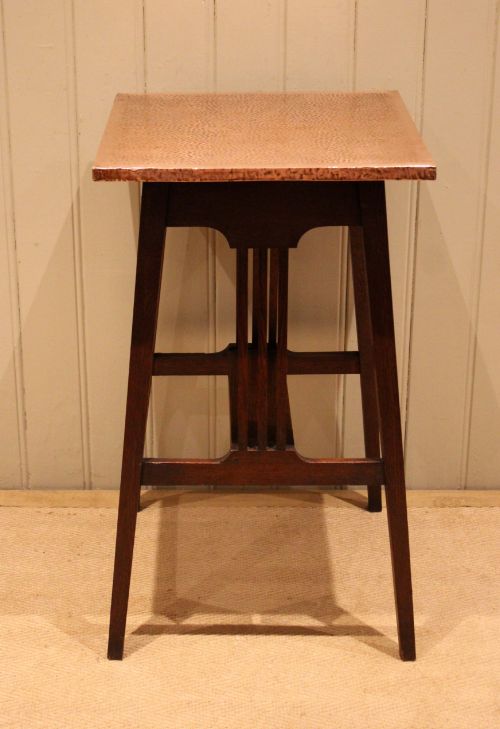 Arts & Crafts Oak Copper Top Table