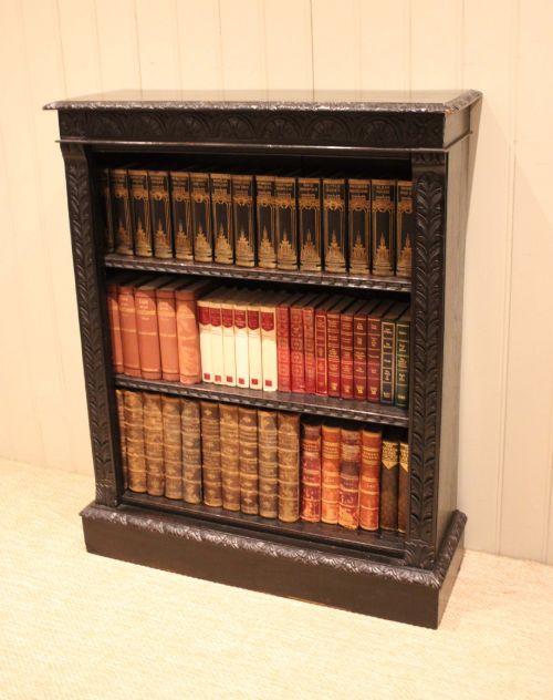 Mid Victorian Dark Oak Open Bookcase