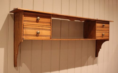 French Poplar Wall Shelf with Drawers