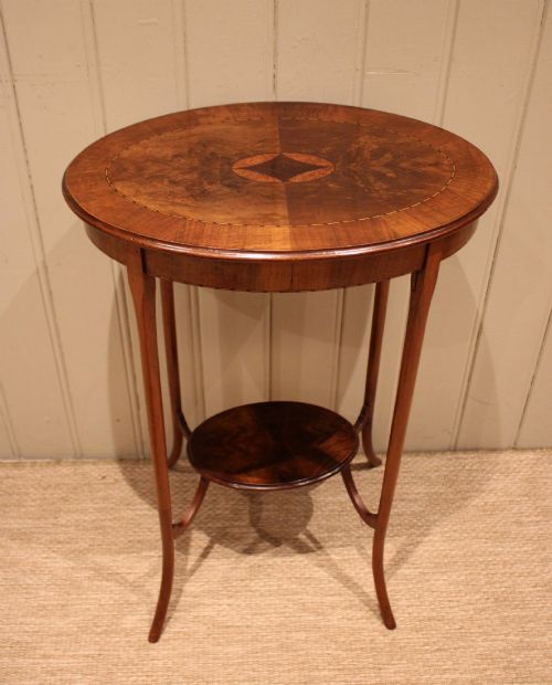 Edwardian Mahogany Oval Inlaid Two Tier Table