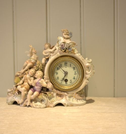 German Ceramic Mantel Clock