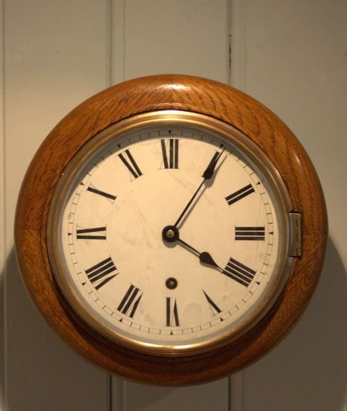 Solid Oak Cased Circular Wall Clock