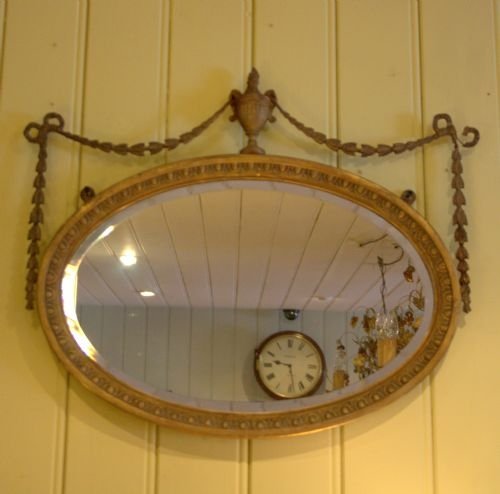 Late 19th Century Adam Style Gesso Framed Bevelled Mirror