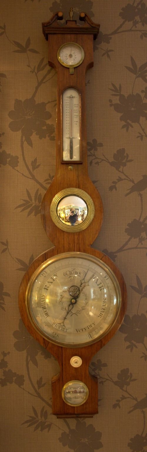 19th Century Rosewood Banjo Mercury Barometer