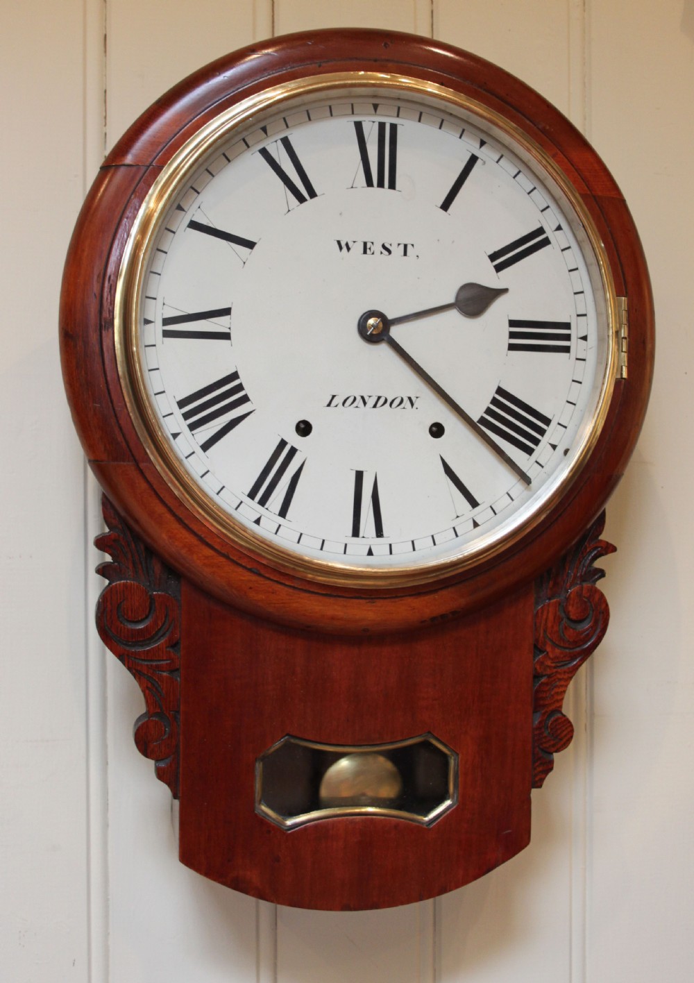 Mahogany Drop Dial Wall Clock 