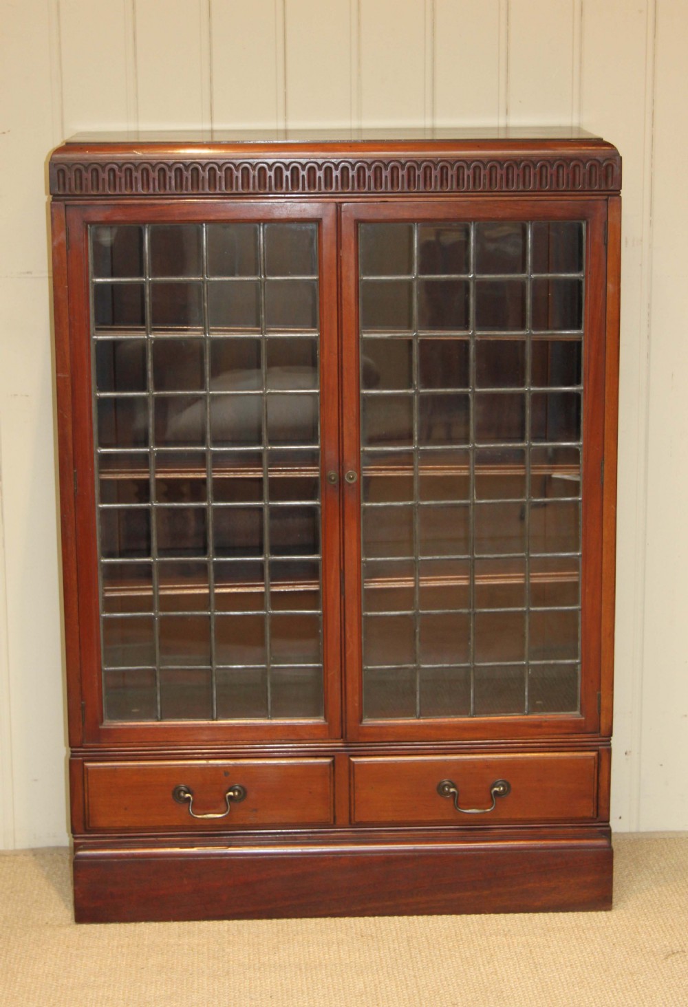Mahogany Glazed Two Door Bookcase 