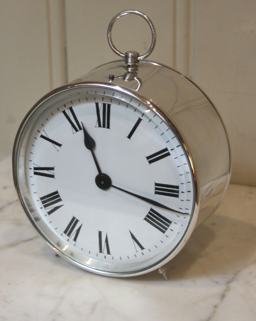 Silver Plated Drum Carriage Clock