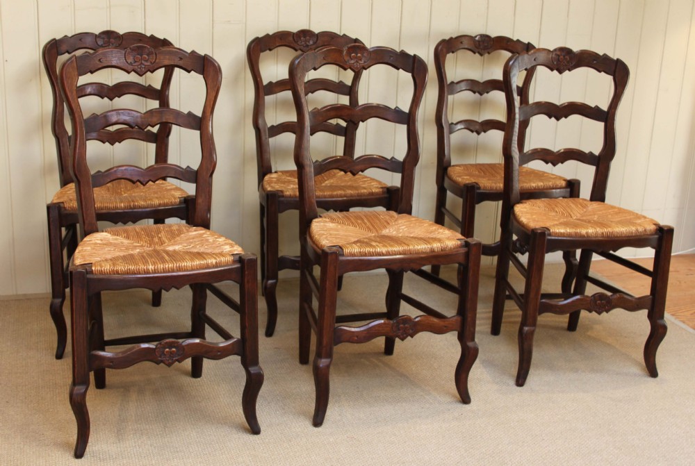 Set Of Six French Oak Chairs