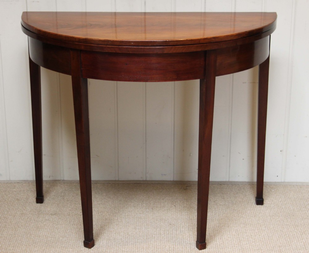 Victorian Curl Mahogany Demi-Lune Card Table 