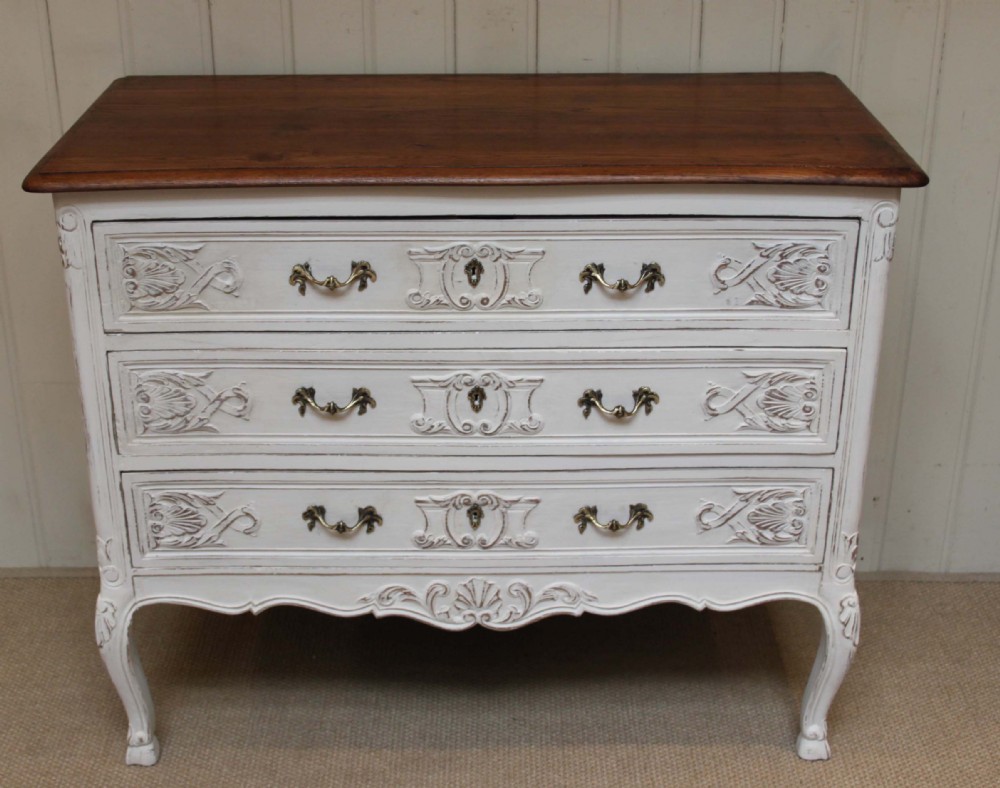 French Painted Oak Chest Of Drawers 