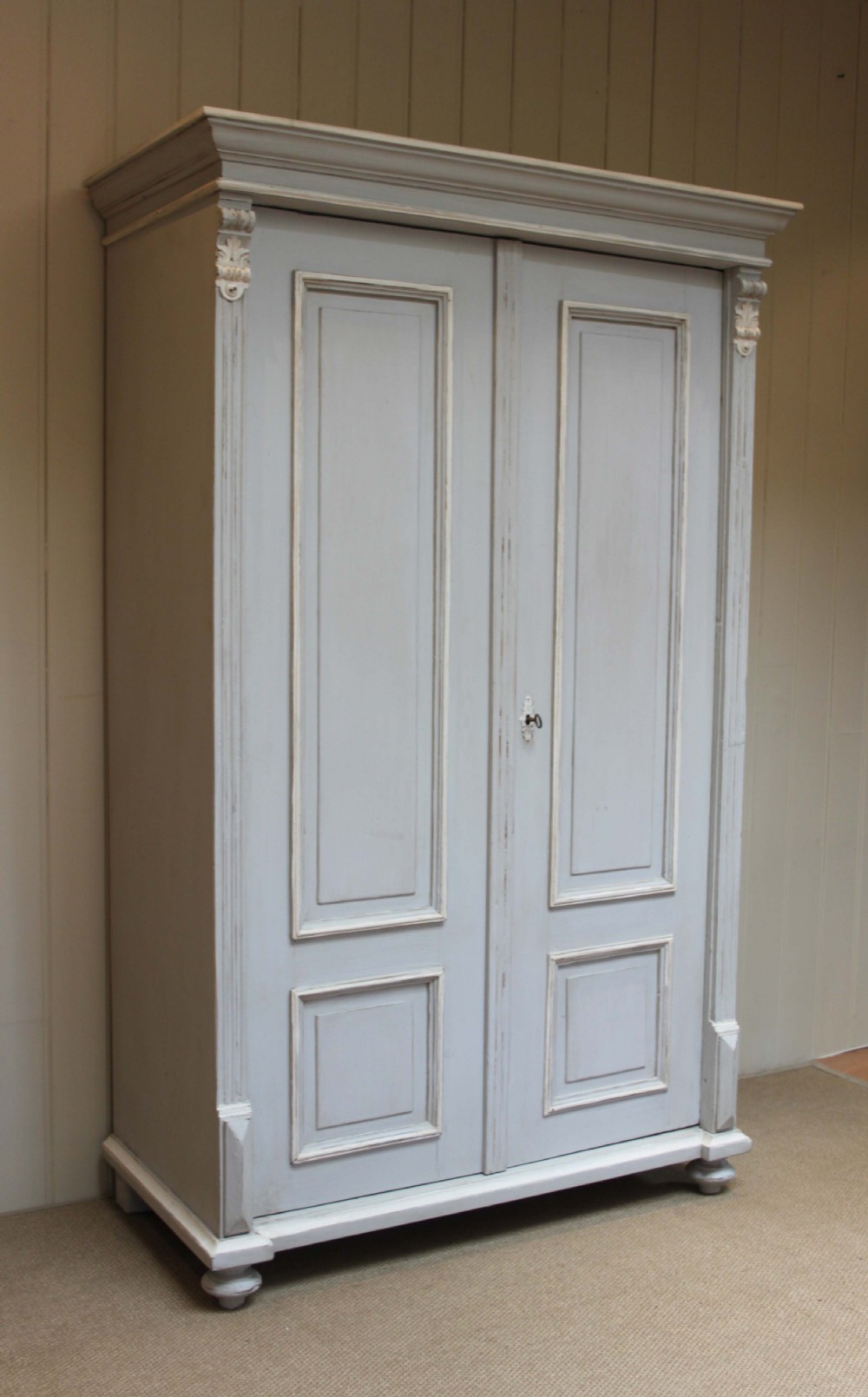 Late 19th Century Painted Pine Two Door Wardrobe