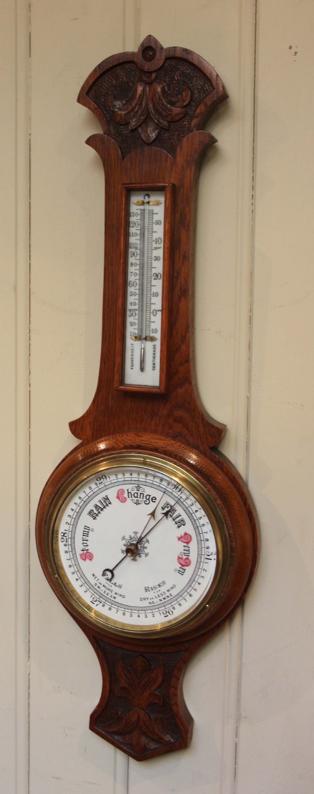 Edwardian Oak Barometer 