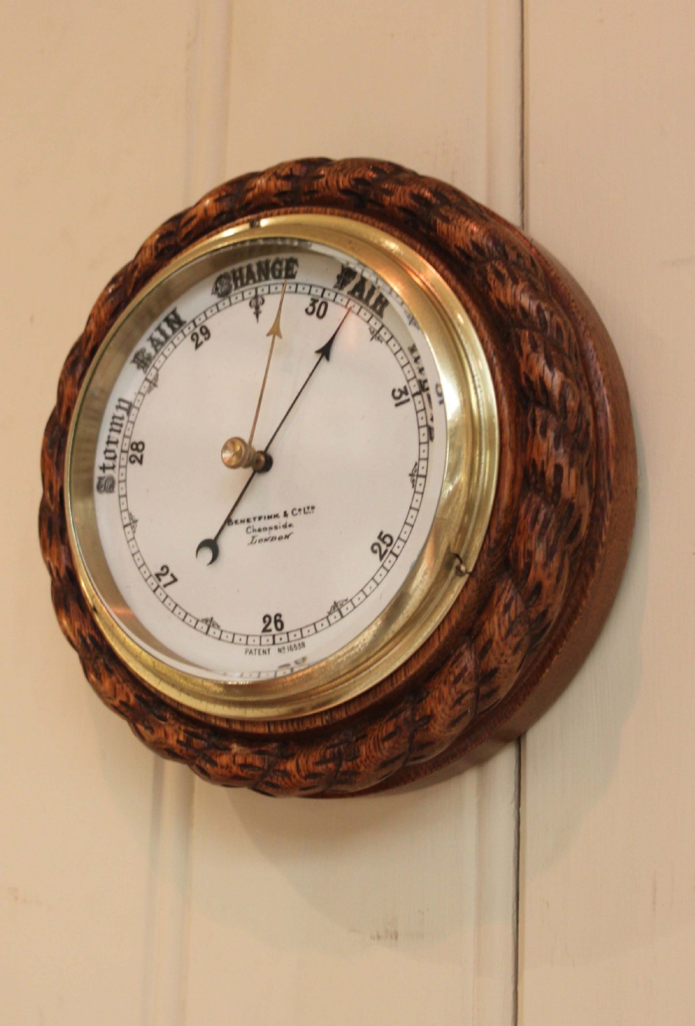  Solid Oak Circular Barometer
