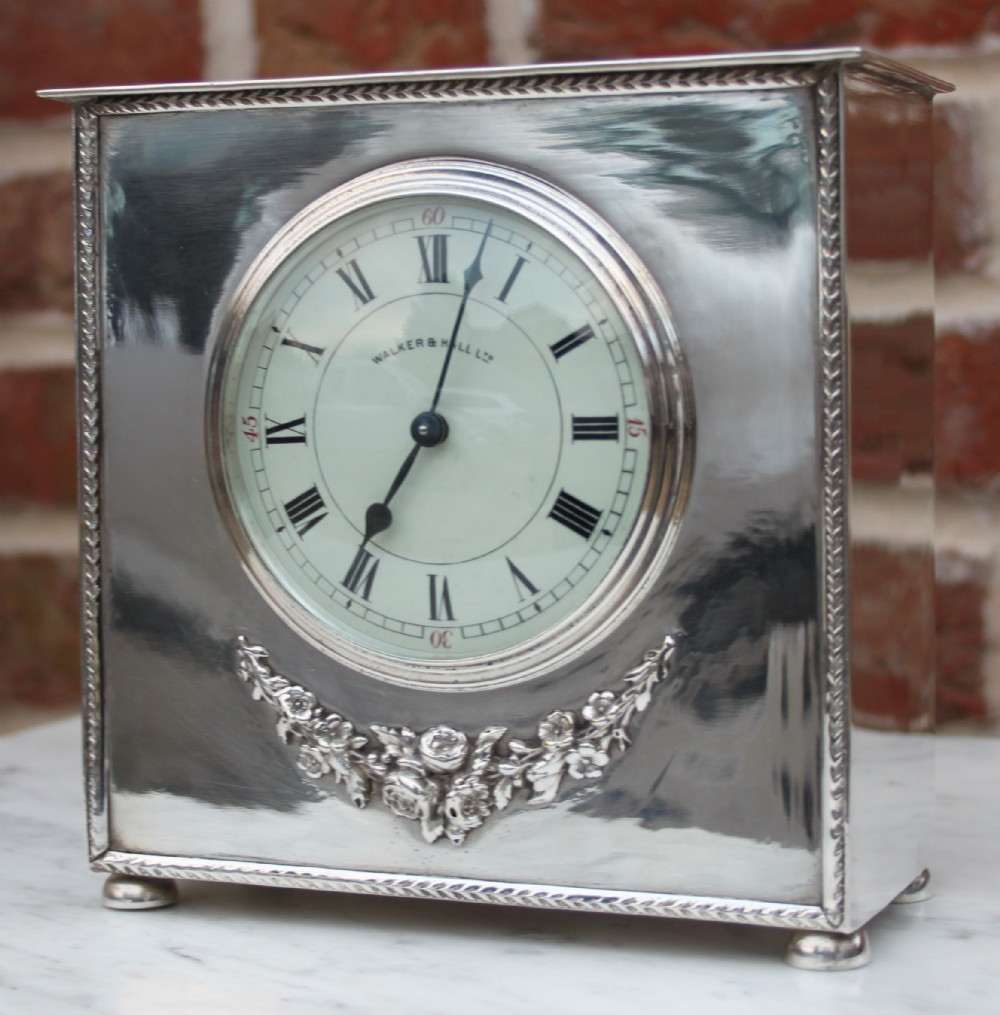 Edwardian Silver Plated Timepiece mantel Clock