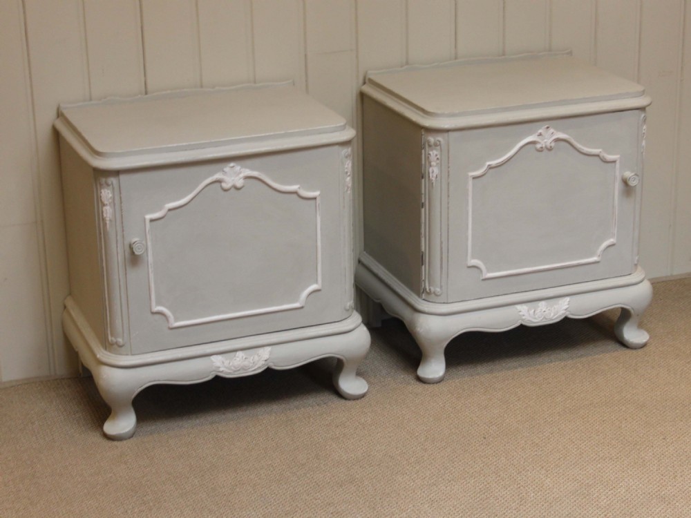  Pair Of Low French Painted Bedside Cabinets