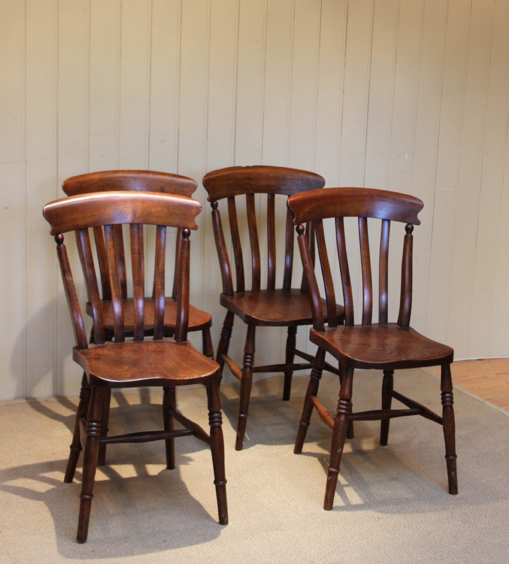 Set Of Four Lath Back Windsor Chairs