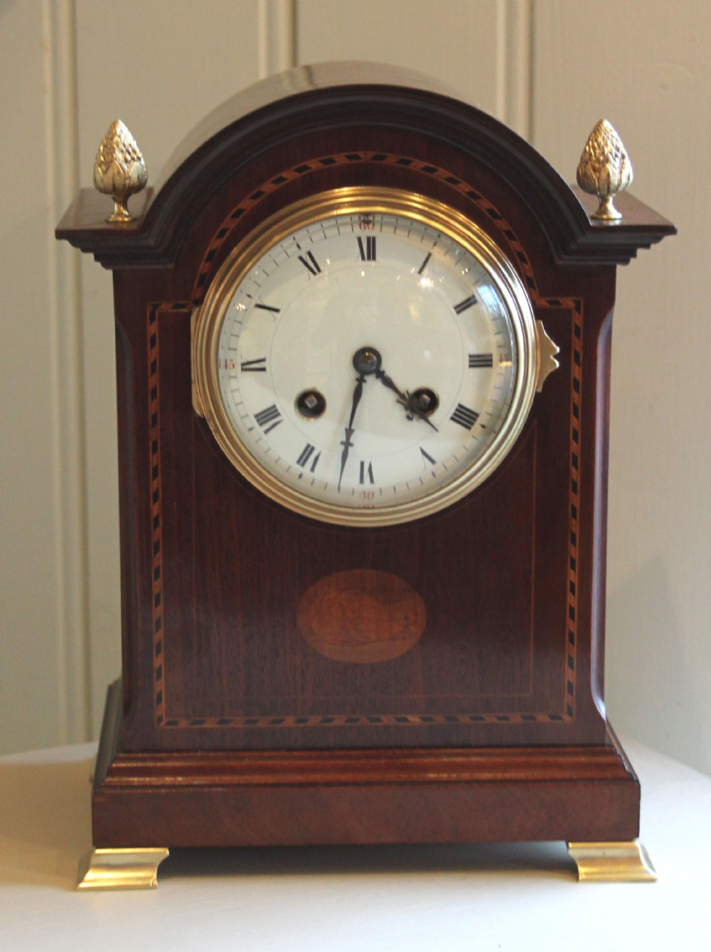 Edwardian Mahogany and Inlay Mantel Clock