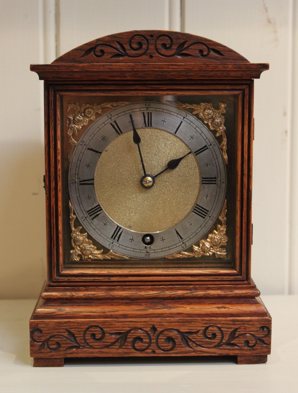 Edwardian Oak Timepiece Mantel Clock