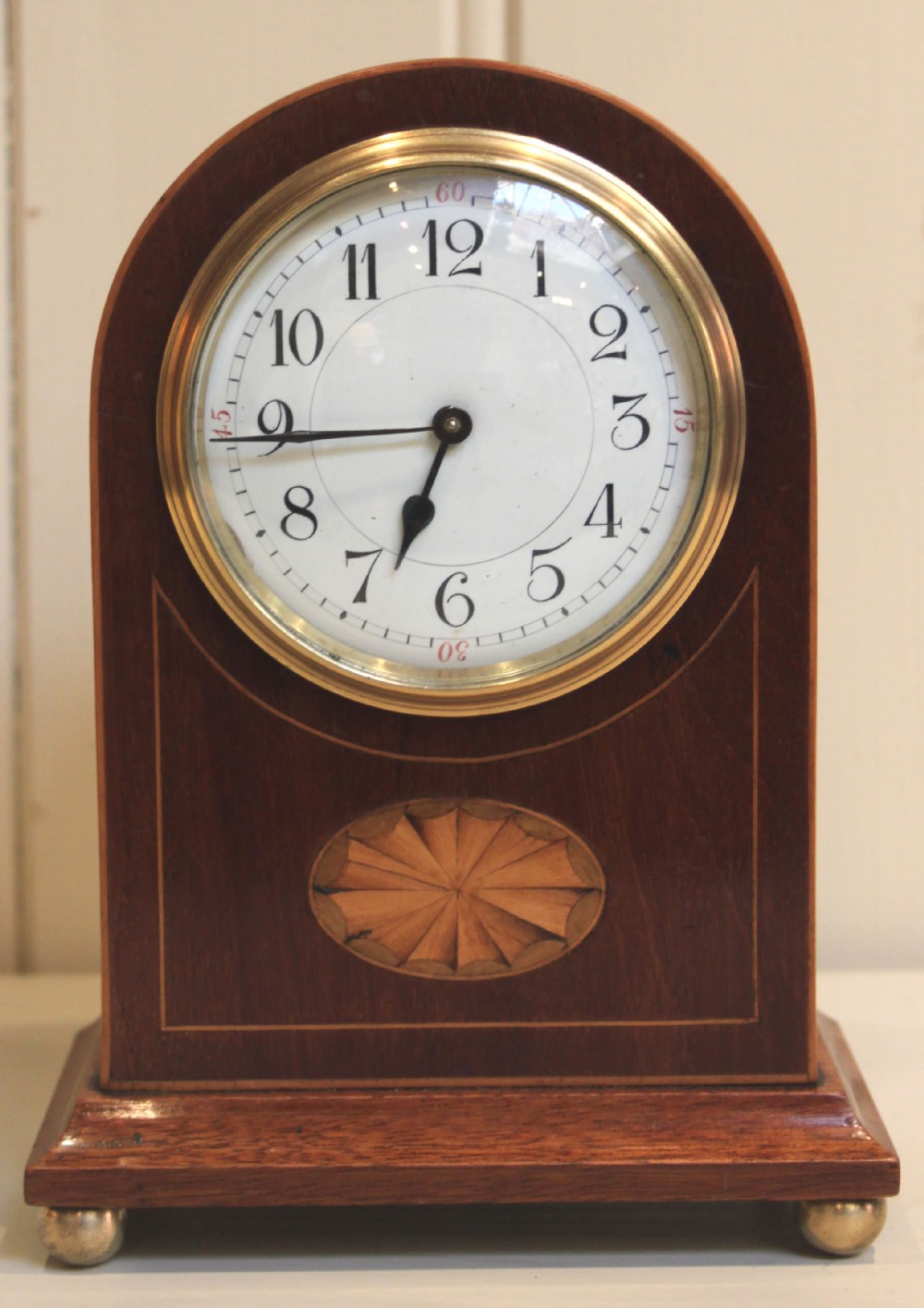 Edwardian Mahogany and Inlay Timepiece Mantel Clock 