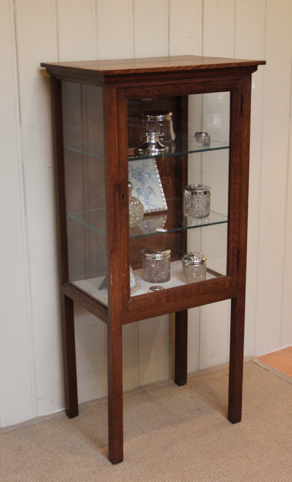 1920s Solid Oak Display Cabinet