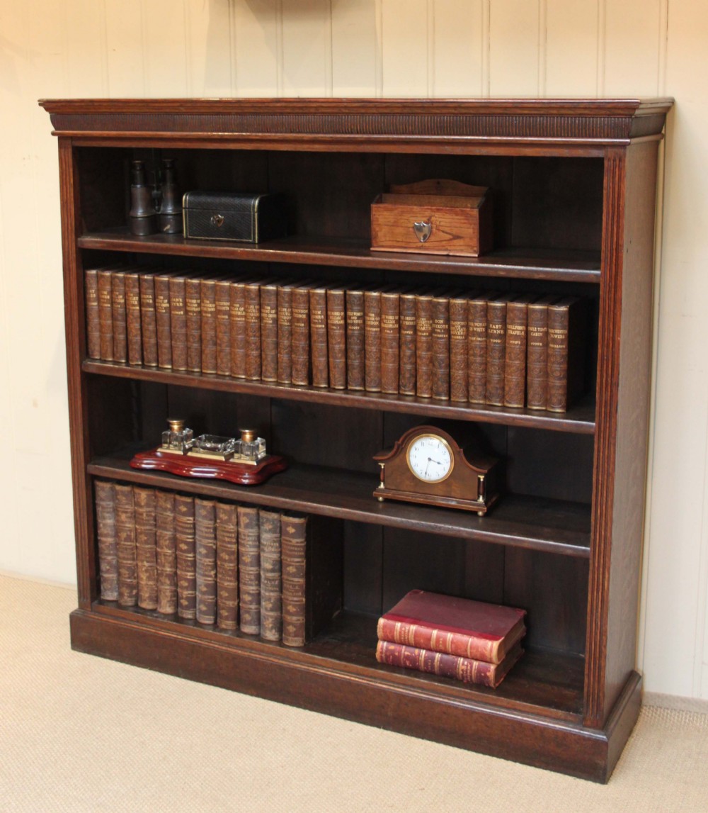 Edwardian Solid Oak Open Bookcase 