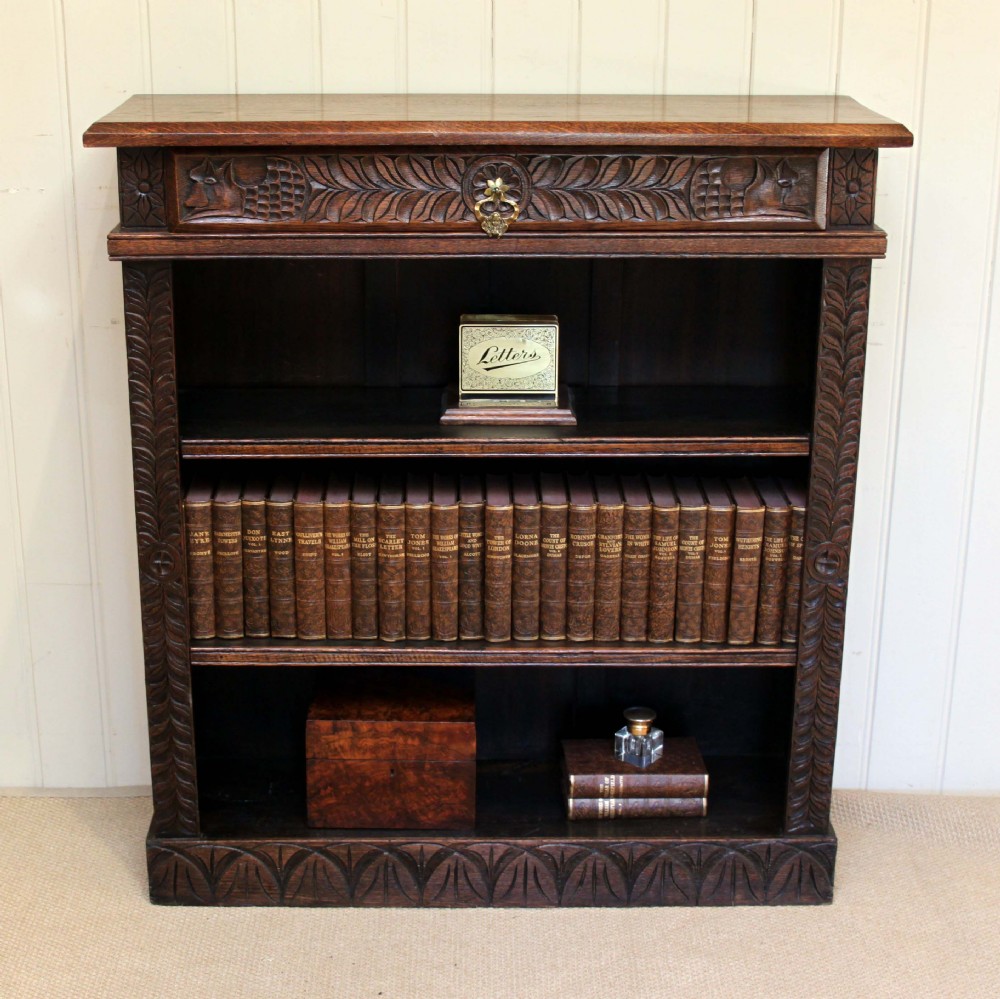 Victorian Carved Oak Bookcase
