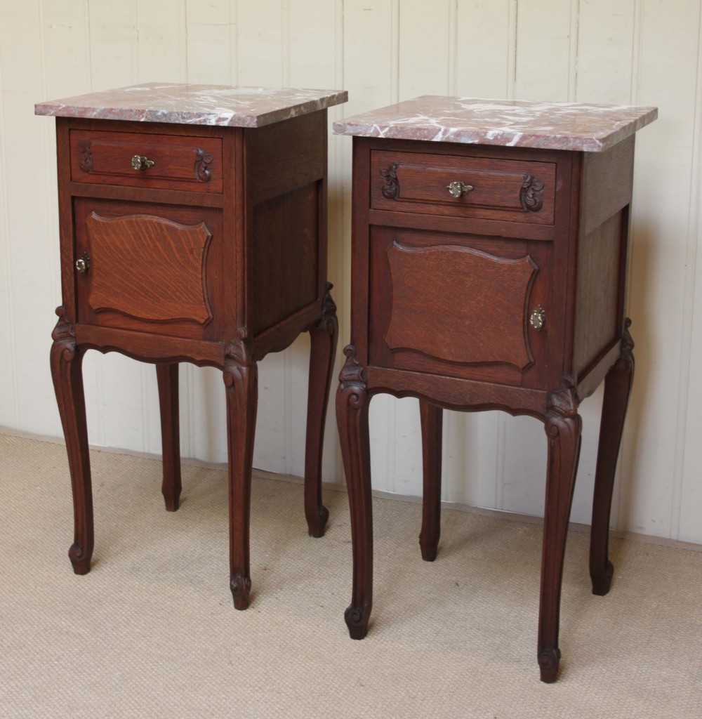 Pair Of French Marble Top Bedside Cabinets