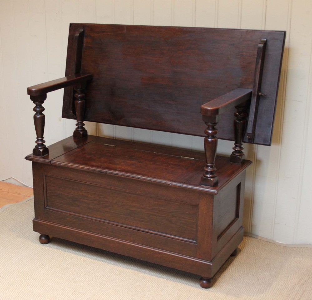 1920s Solid Oak Monks Bench