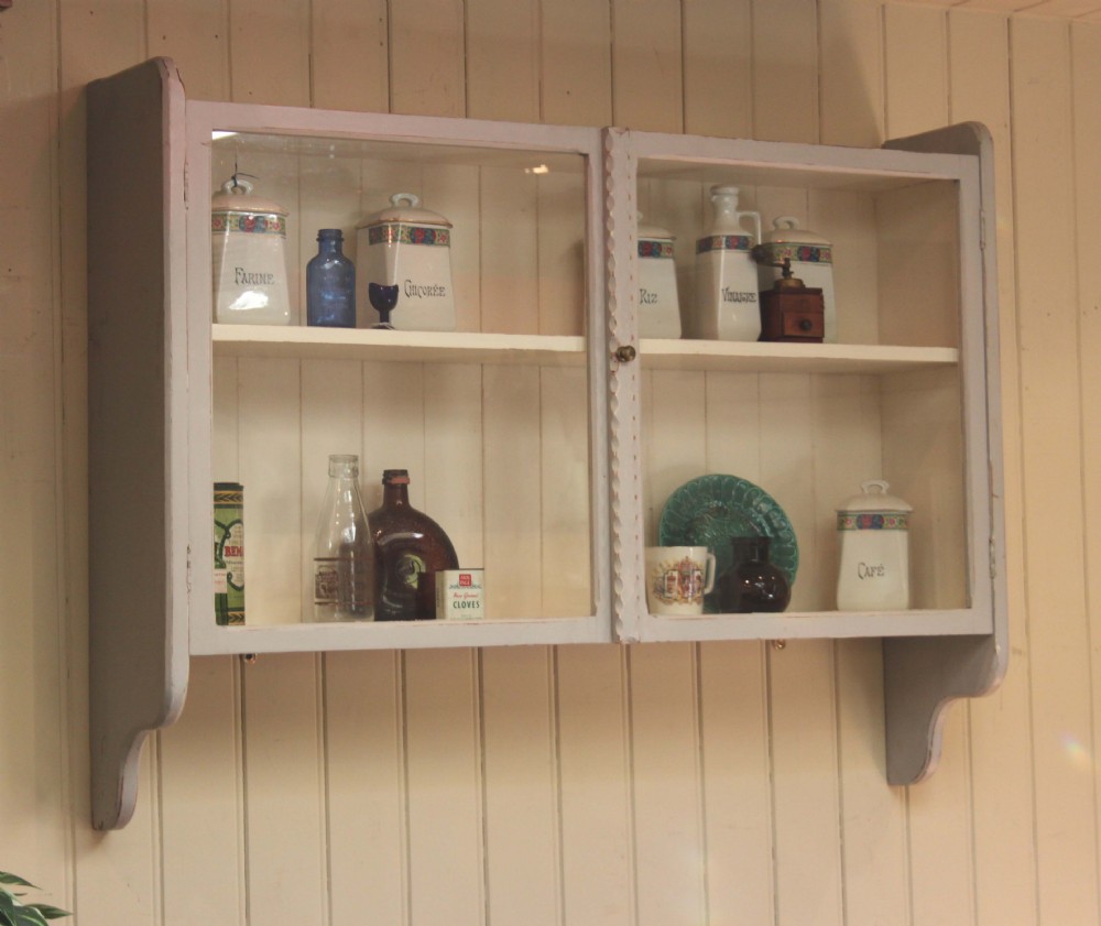 Painted Two Door Glazed Wall Cabinet 