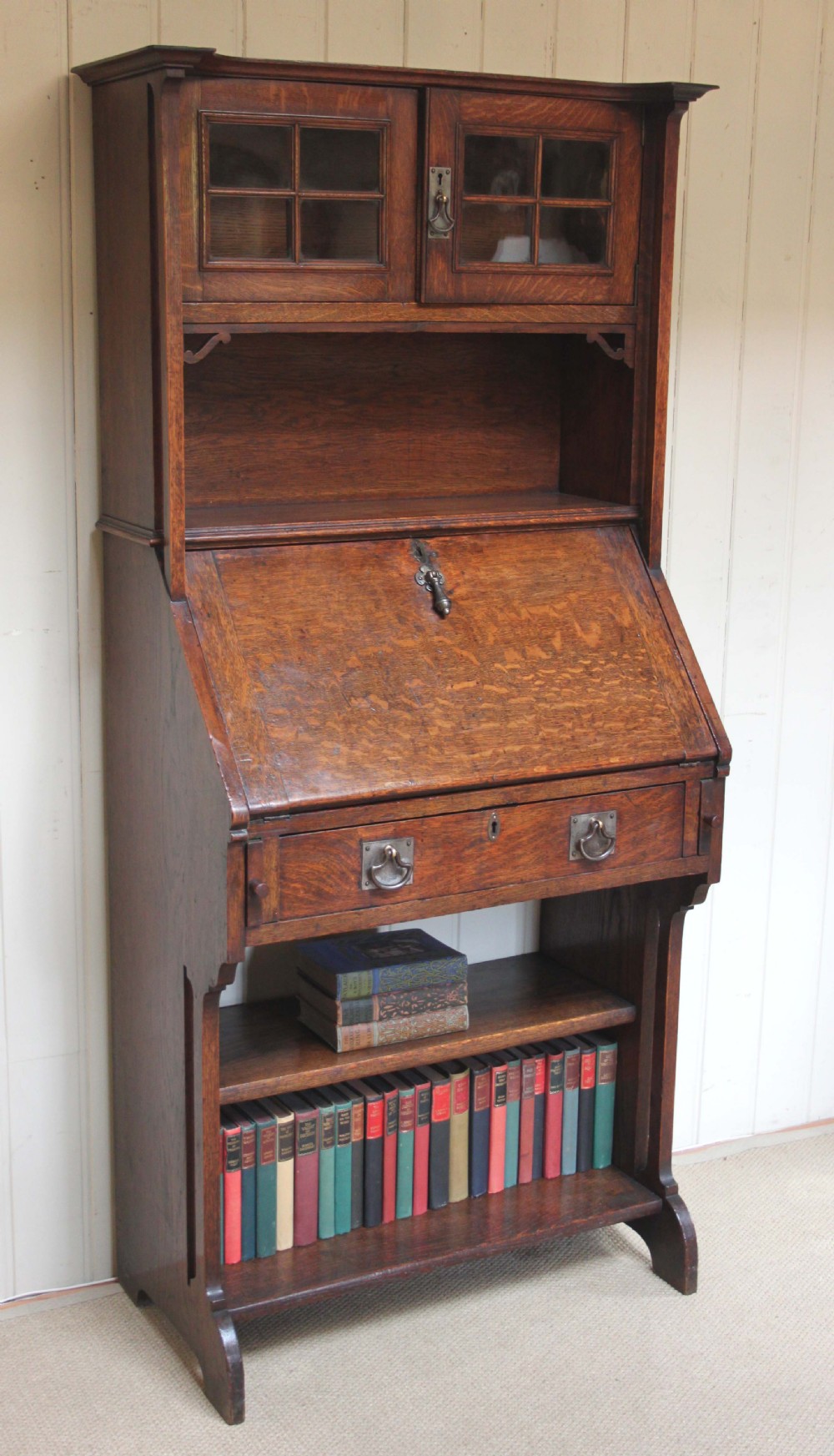 Solid Oak Arts and Crafts Bureau Bookcase