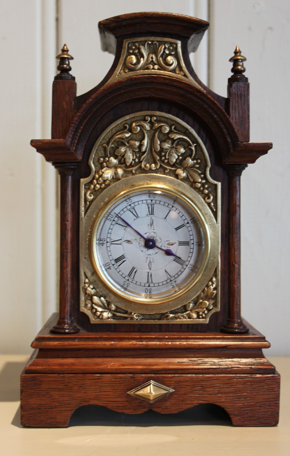 Small Solid Oak Mantel Clock