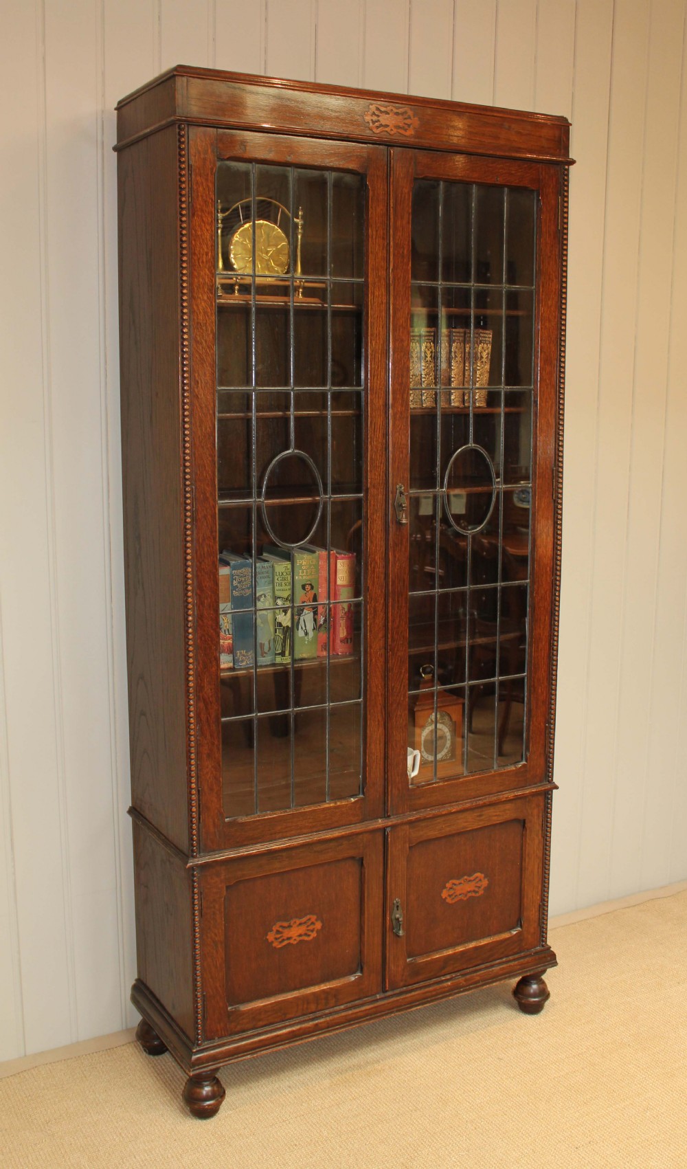 1920s Oak Cabinet Bookcase 