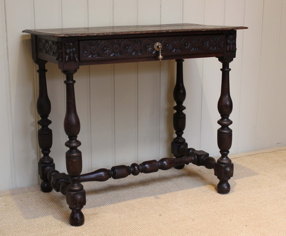 Victorian Carved Oak Hall Table