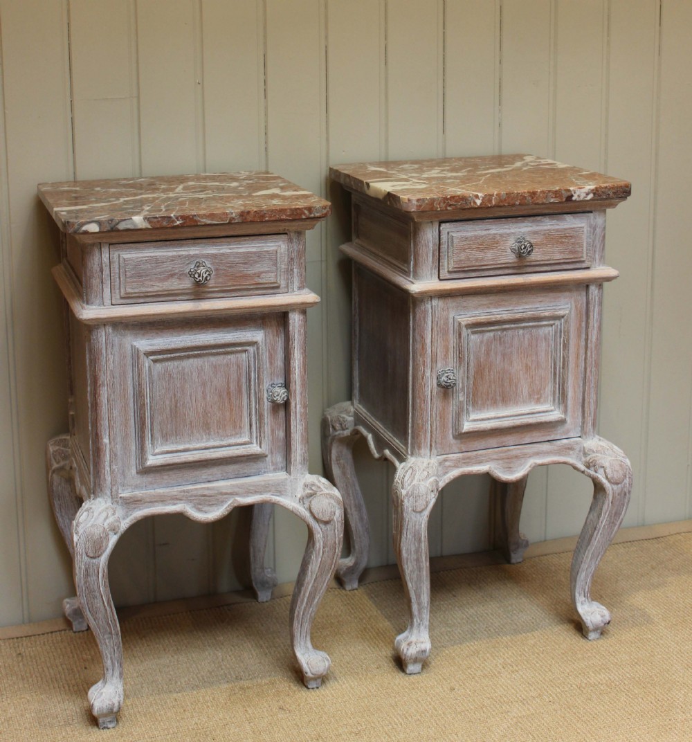 Pair Of French Limed Oak Bedside Cabinets 