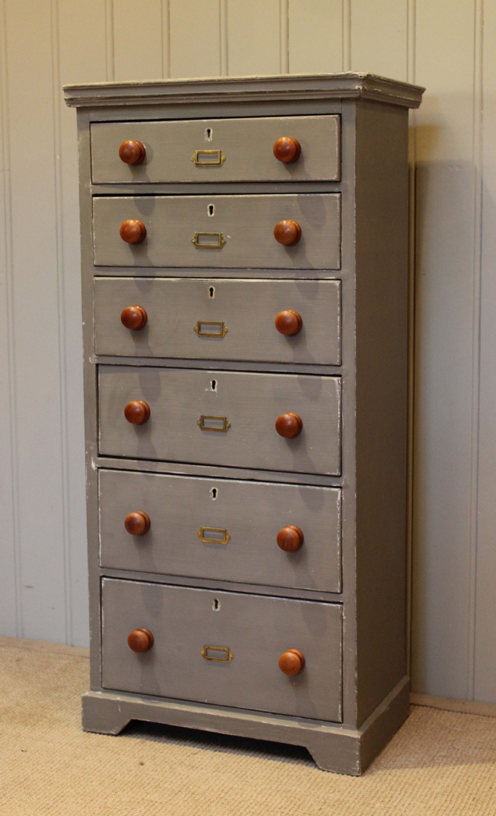 Tall Slim Painted Graduated Chest Of Drawers 