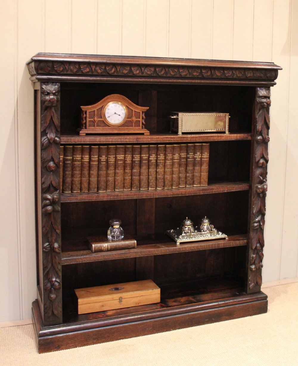 Gothic Dark Oak Open Bookcase