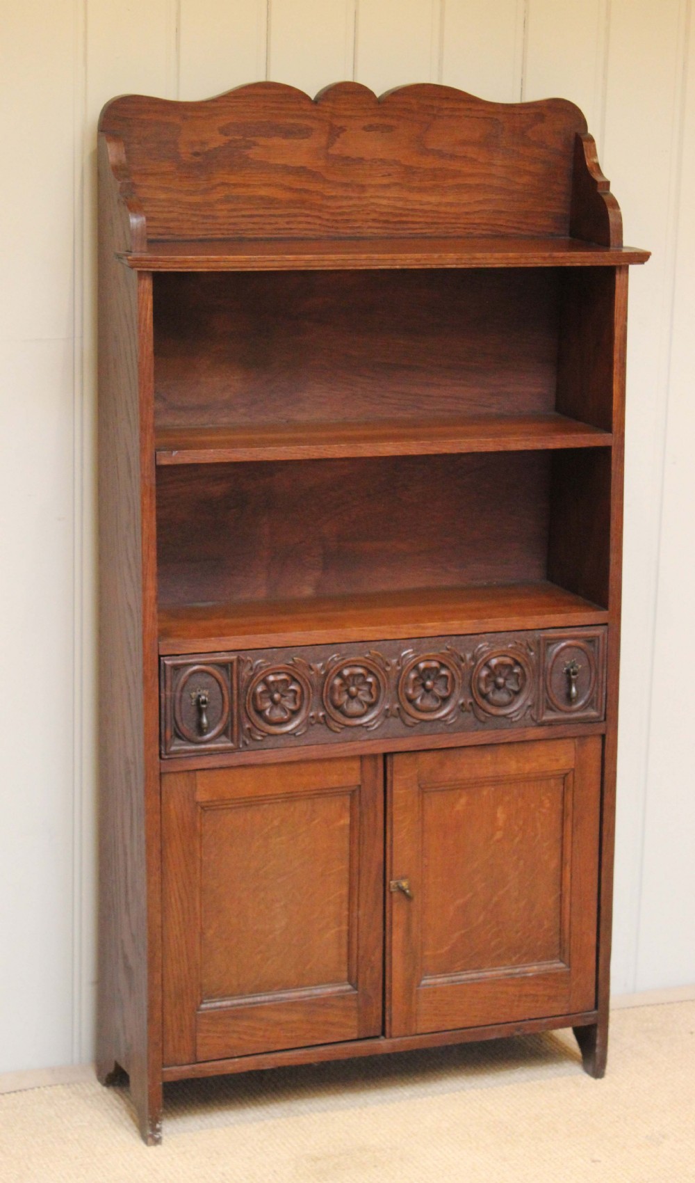 Small Oak Bookcase Cabinet