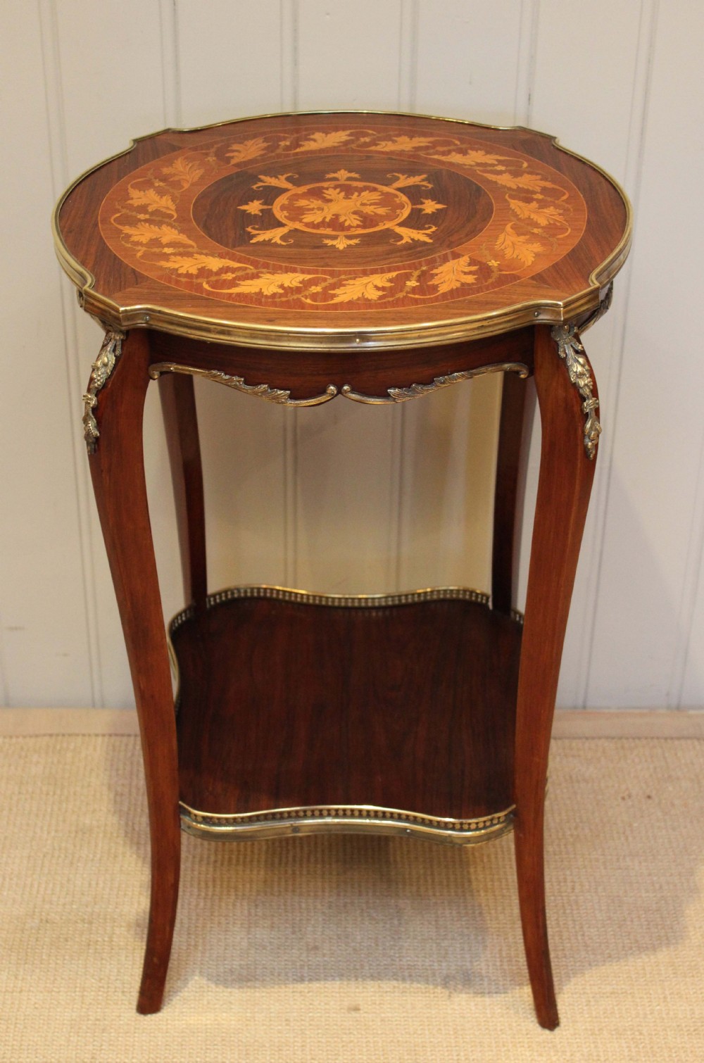 Circular Inlaid Two Tier Table