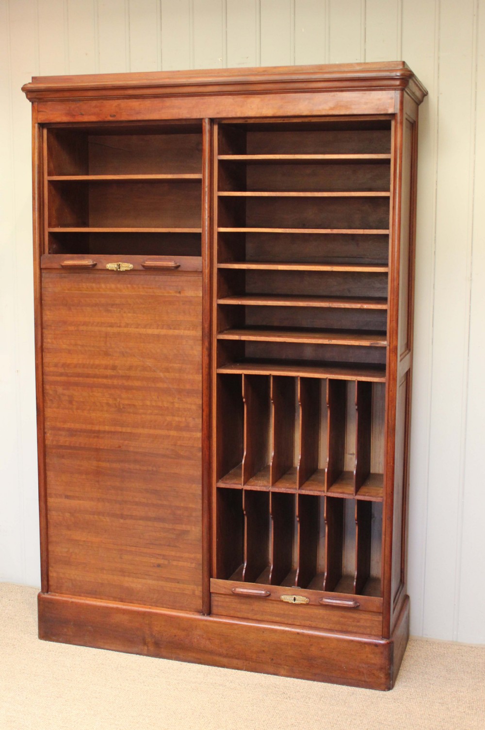 French Walnut Double Front Tambour Filing Cabinet