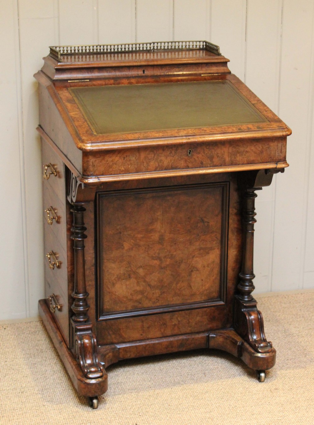 Victorian Burr Walnut Davenport Desk