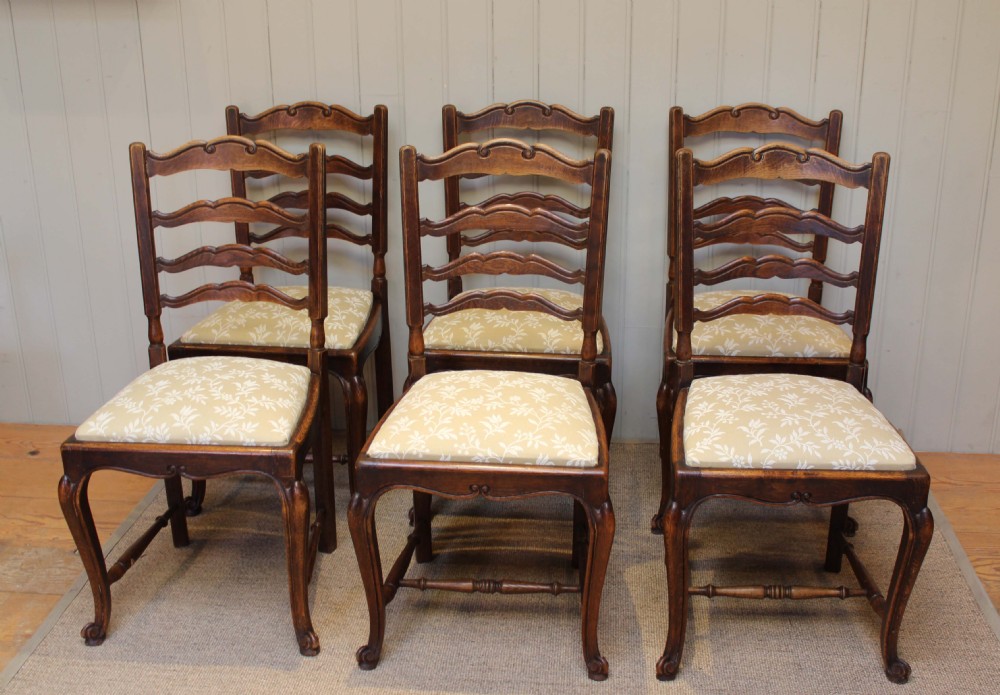Set Of Six French Oak Dining Chairs