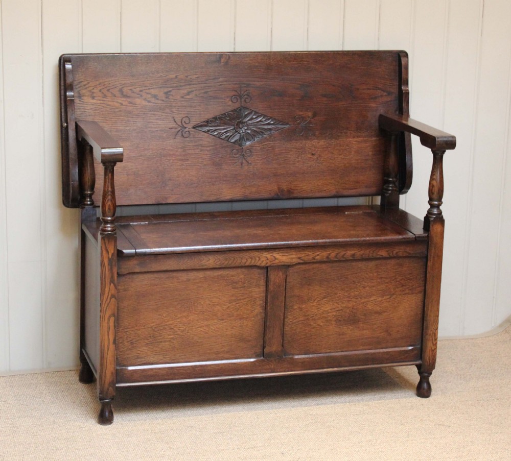 1920s Oak Monks Bench 