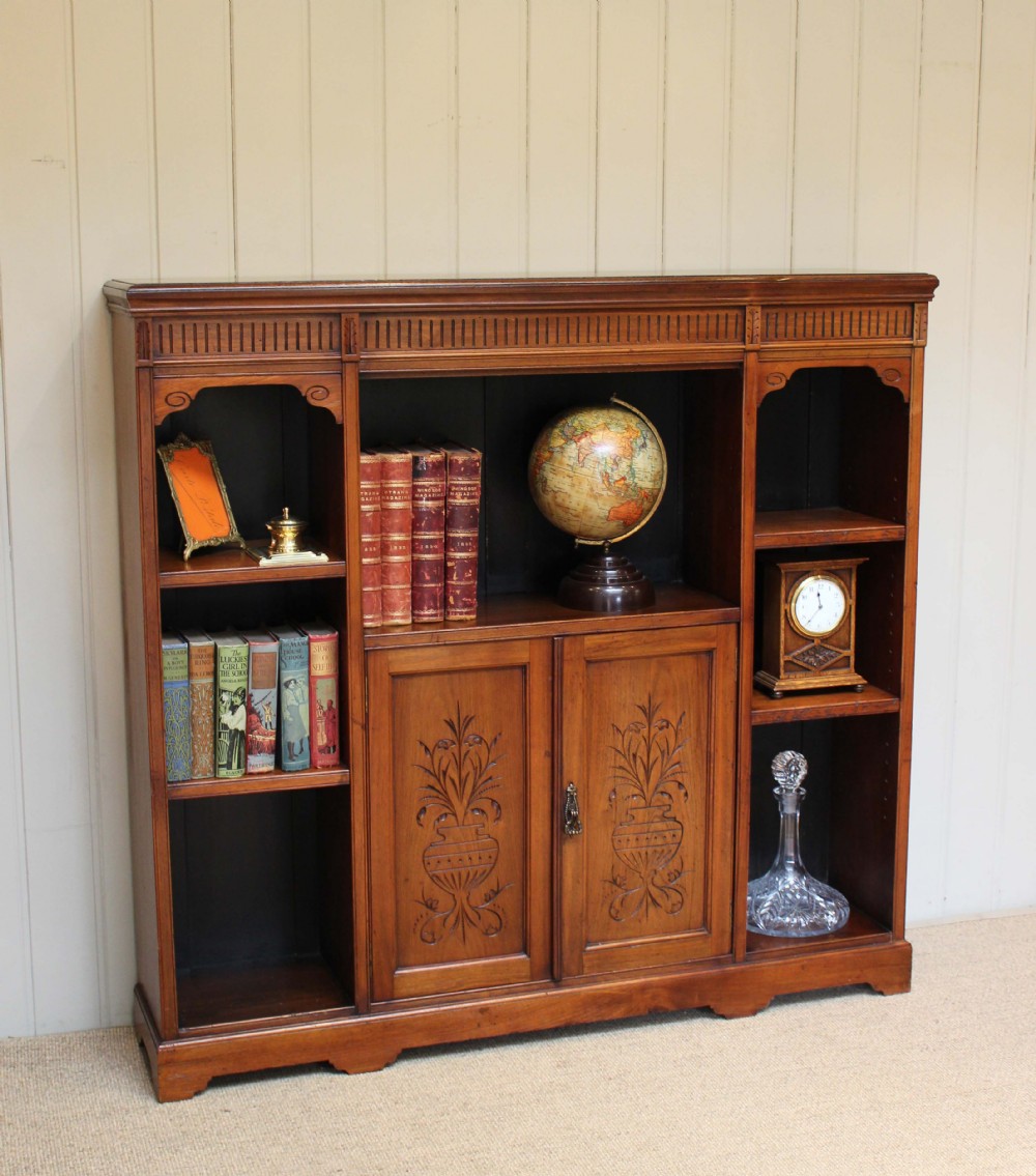 Edwardian Walnut Open Bookcase