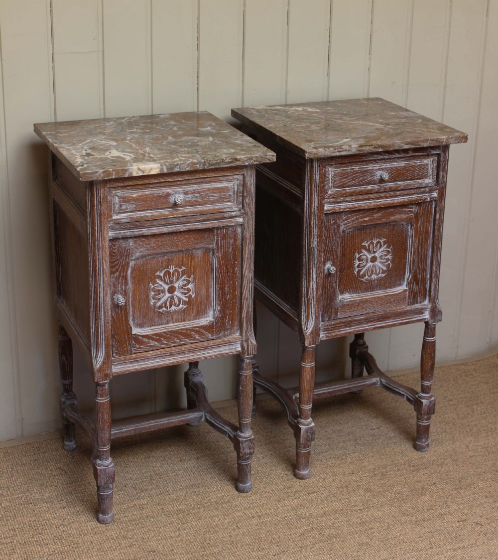 Pair Of Limed Oak Bedside Cabinets